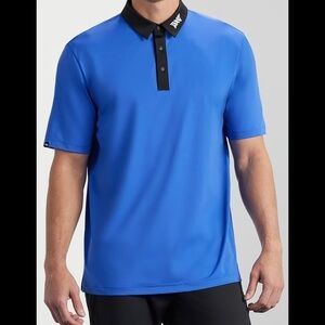 🔥 PXG Contrast Collar Polo Shirt Blue Black Small Relaxed Fit
